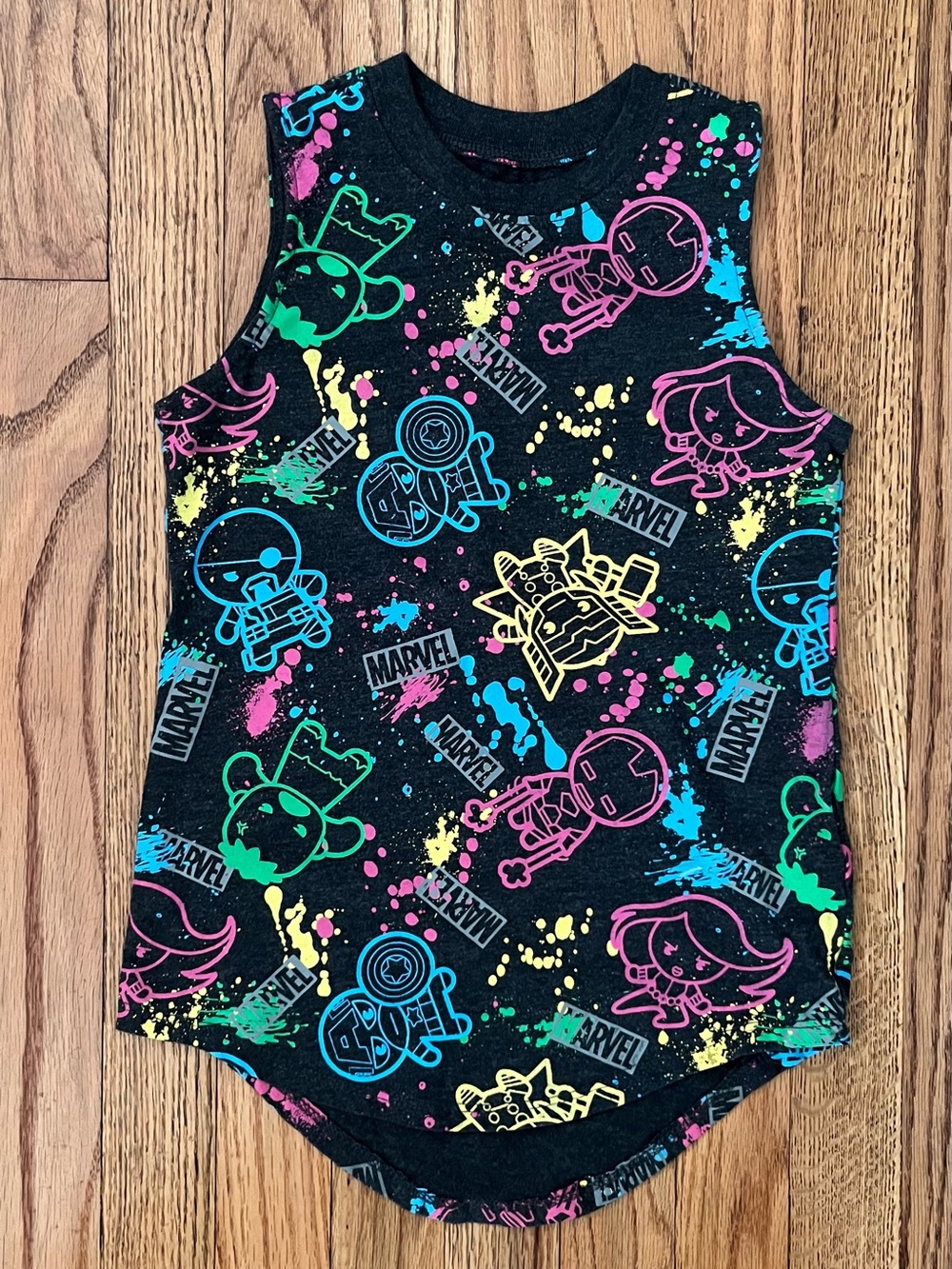 Disney Marvel Kids' Black Neon Graphic Tank Top Sz 5/6